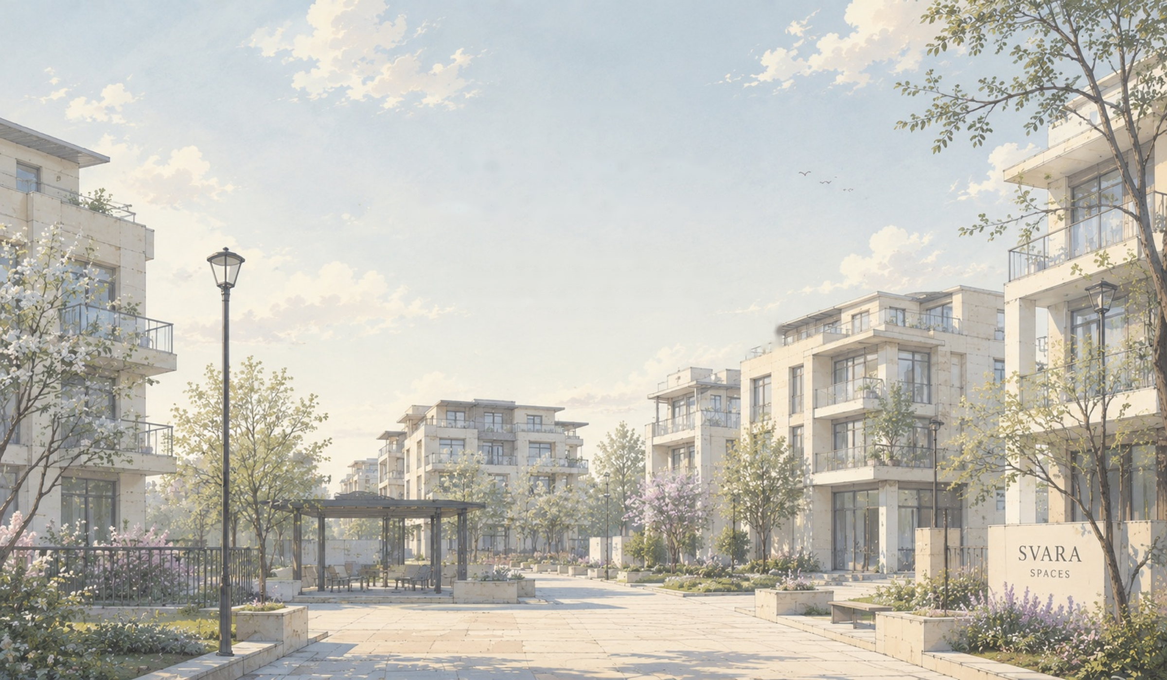 Svara Spaces landscaped residential courtyard